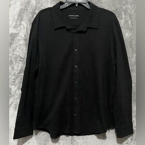 Everlane Pique Button-up Down Polo Shirt in Black - Size XL